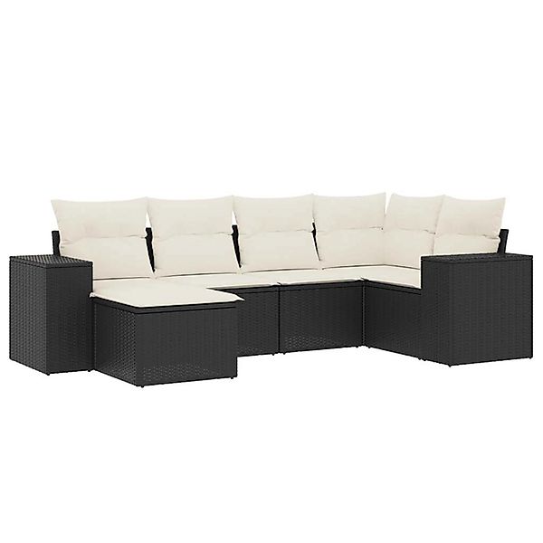 vidaXL 6-Tlg Garten-Sofagarnitur mit Kissen Schwarz Poly Rattan 3222855 günstig online kaufen