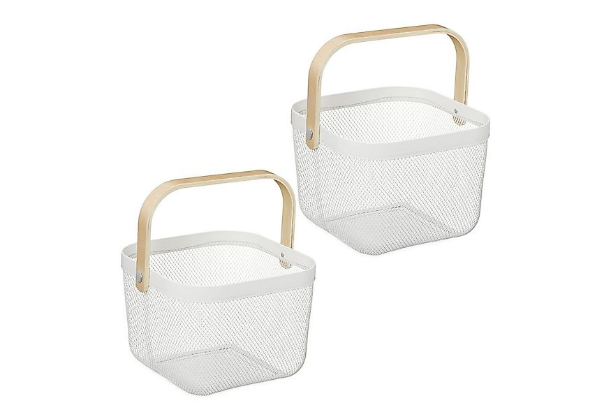 relaxdays Aufbewahrungskorb Drahtkorb mit Henkel im 2er Set (Set, 2 St., 2e günstig online kaufen