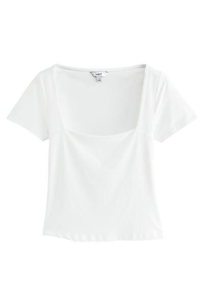 Next T-Shirt Weiches Kurzarmoberteil mit eckigem günstig online kaufen