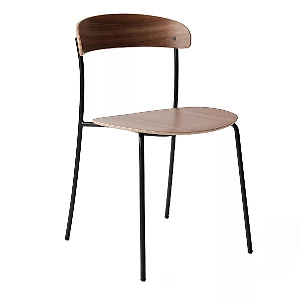New Works - Missing Stuhl - walnuss/lackiert/Gestell Stahl pulverbeschichte günstig online kaufen