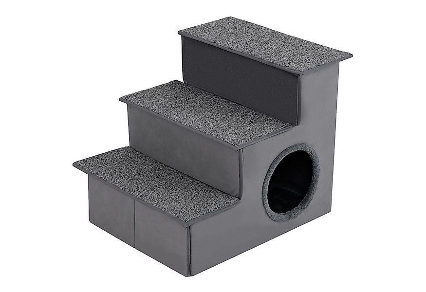 KOMFOTTEU Haustiertreppe, 3-Stufen Hundeleiter, mit weicher Katzenhöhlen günstig online kaufen