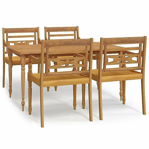 Vidaxl 5-tlg. Garten-essgruppe Massivholz Teak günstig online kaufen