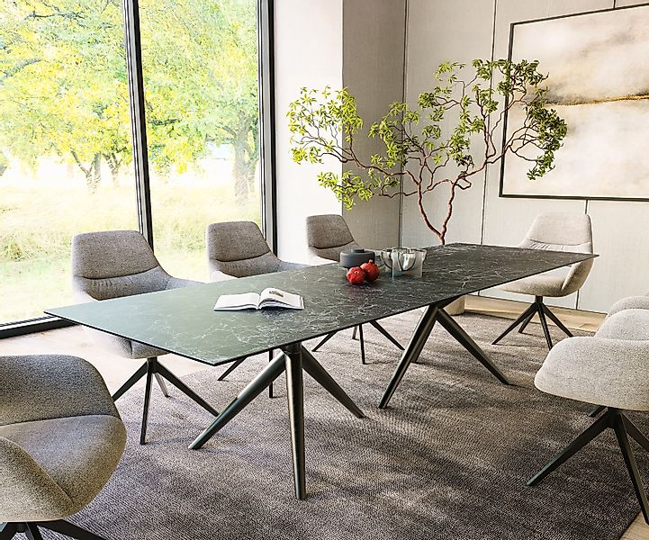 Esstisch Edge 300x100 Keramik Laminam®Nero Greco Anthrazit Estelar rund Met günstig online kaufen