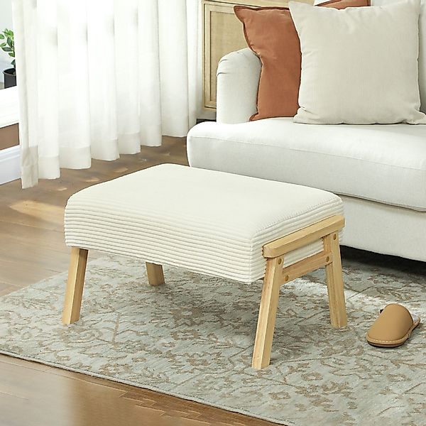 HOMCOM Fußhocker mit weichem Sitzkissen, Holzbeinen, günstig online kaufen