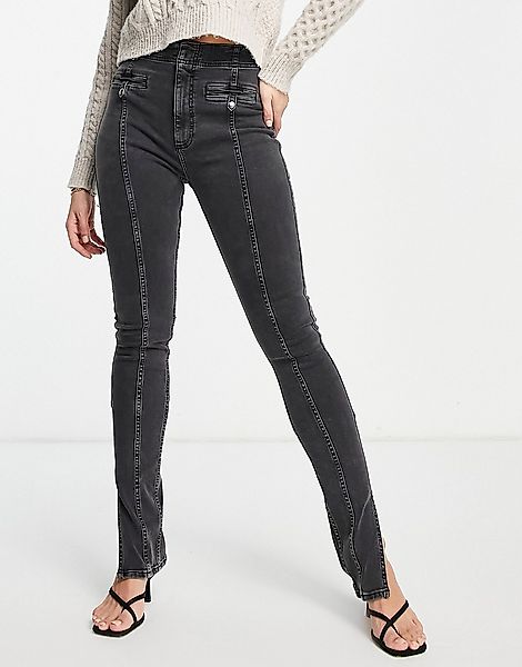 River Island – Enge Jeans in Schwarz mit hohem Bund günstig online kaufen
