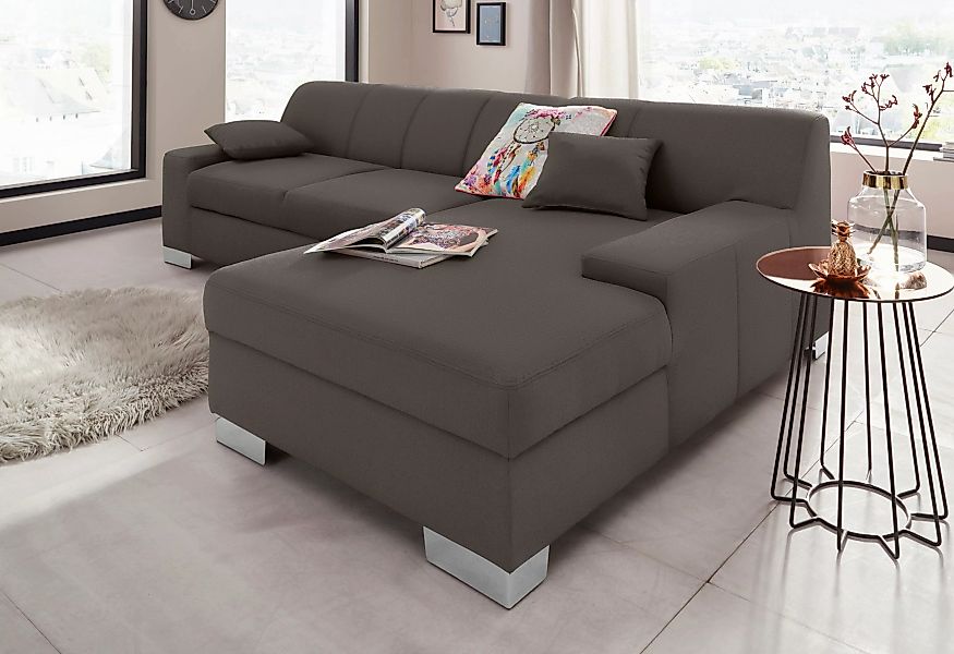 DOMO collection Ecksofa "Bero, elegant und zeitlos, flache Armlehnen, L-For günstig online kaufen
