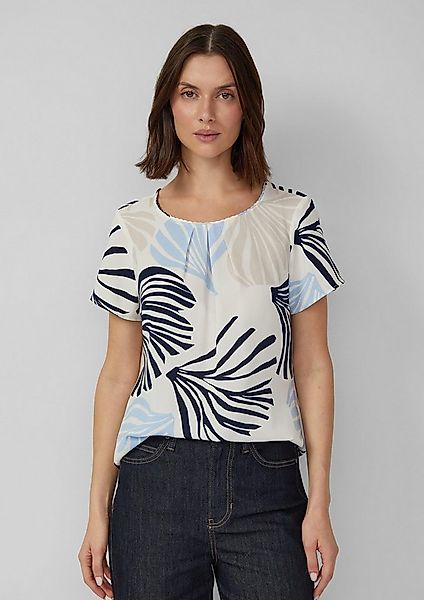 s.Oliver Kurzarmbluse Bluse Crêpe-Bluse mit All-over-Print und Schmuckkante günstig online kaufen