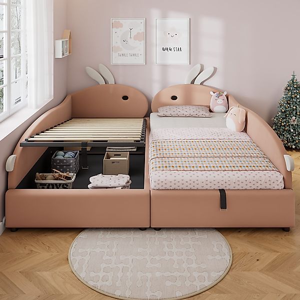 Flieks Polsterbett, Hydraulisches Kinderbett 90x200cm*2 mit günstig online kaufen