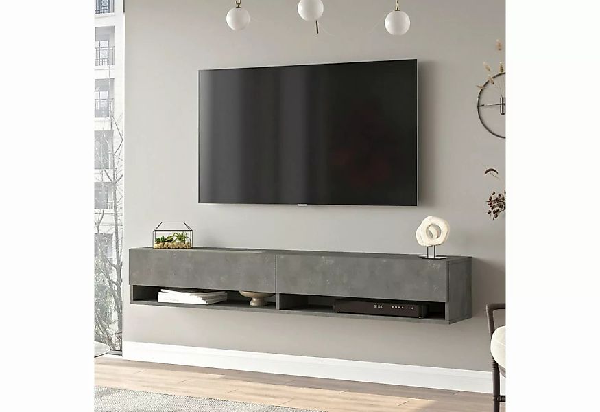 en.casa TV-Schrank »Laitila« TV Hängeboard 180x31,5x29,5cm Betonoptik günstig online kaufen