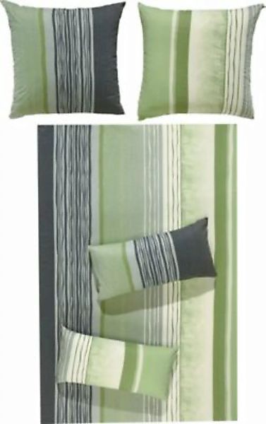 REDBEST Bettwäsche Single-Jersey grün/grau Gr. 155 x 200 + 80 x 80 günstig online kaufen