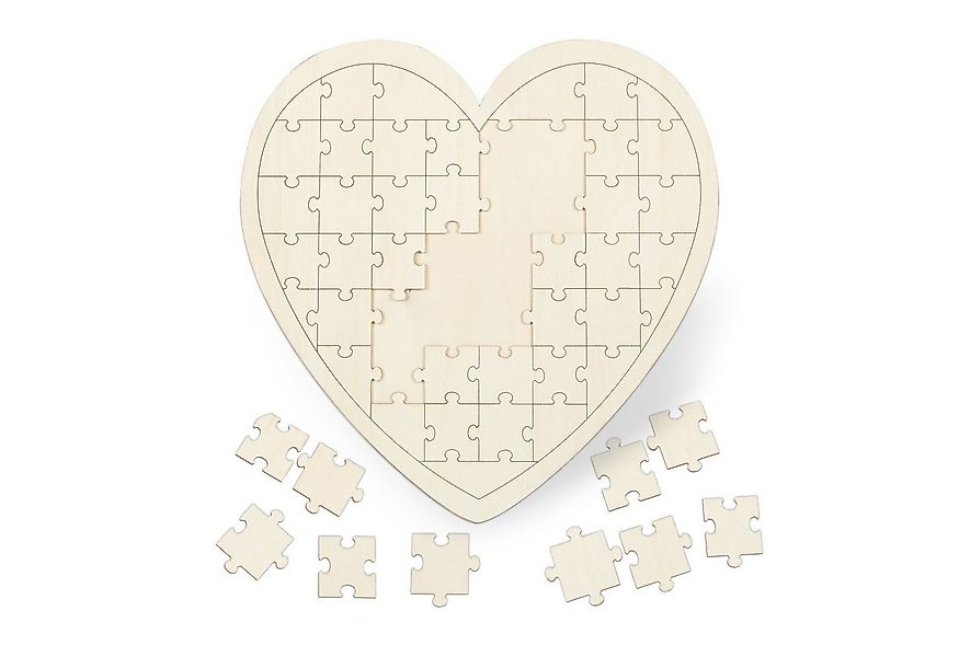 relaxdays Puzzle Herzpuzzle Hochzeit aus Holz, Puzzleteile günstig online kaufen