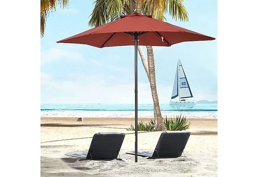 Outsunny Sonnenschirm sechseckig, windfest, stabil, LxB: 196x196 cm, Balkon günstig online kaufen