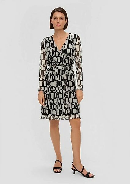 s.Oliver BLACK LABEL Minikleid Elegantes Mesh-Kleid in Wickel-Optik Bindegü günstig online kaufen