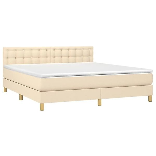 vidaXL Boxspringbett mit Matratze & LED Creme 160x200 cm Stoff 3134050 günstig online kaufen