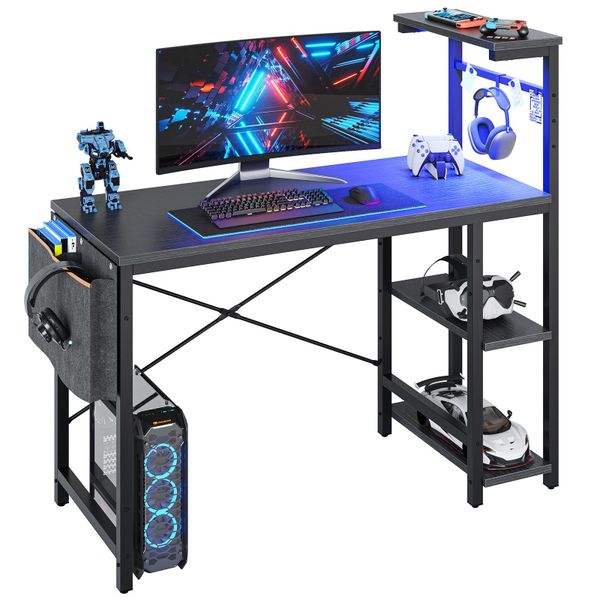 Bestier Gamingtisch Gaming Schreibtisch mit Regalen günstig online kaufen