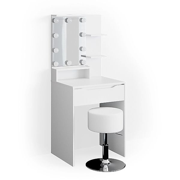 Vicco Schminktisch Ruben Weiß 60 cm mit LED Beleuchtung und Hocker günstig online kaufen
