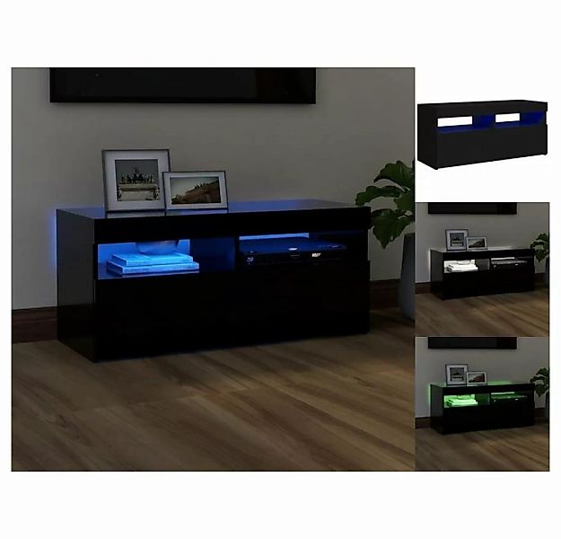 vidaXL TV-Schrank TV-Schrank mit LED-Leuchten Schwarz 90x35x40 cm Lowboard günstig online kaufen