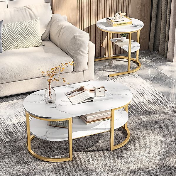 FUROKOY Couchtisch Beistelltisch Sofatisch wohnzimmertisch kaffeetisch 2er günstig online kaufen