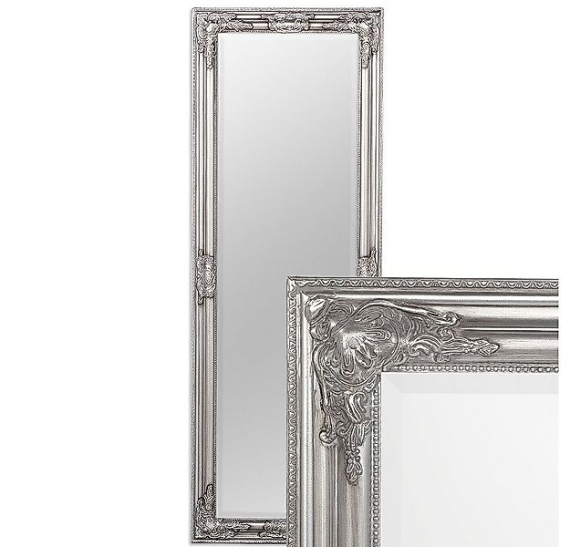 LebensWohnArt Wandspiegel Eleganter Barock Spiegel BESSA 140x50cm silber-an günstig online kaufen