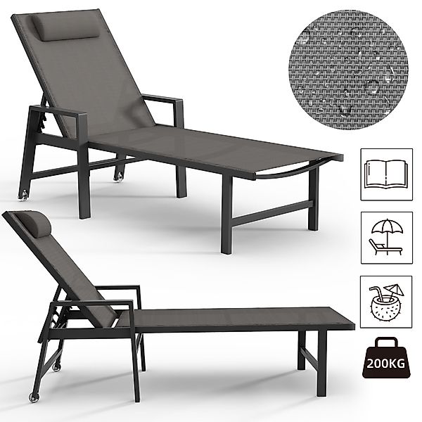 Mucola Gartenliege Sonnenliege Aluminium Liegestuhl Terrassenliege günstig online kaufen