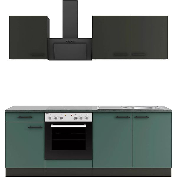OPTIFIT Madrid420/Verona405 Küchenzeile 210 cm ohne E-Geräte Anthrazit / Ro günstig online kaufen