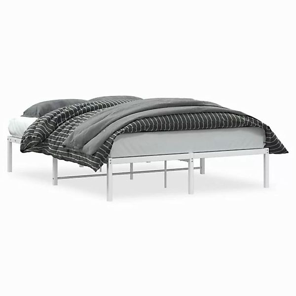 vidaXL Bettgestell Bettgestell Metall Weiß 140x190 cm Bett Bettgestell günstig online kaufen