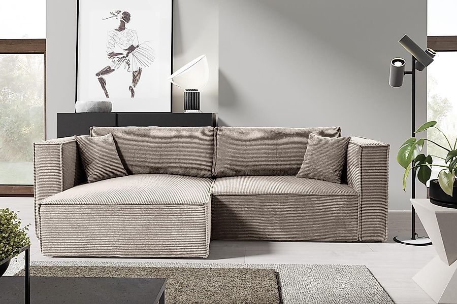 Compleo Ecksofa mit Schlaffunktion, Cordstoff, L-Form, günstig online kaufen