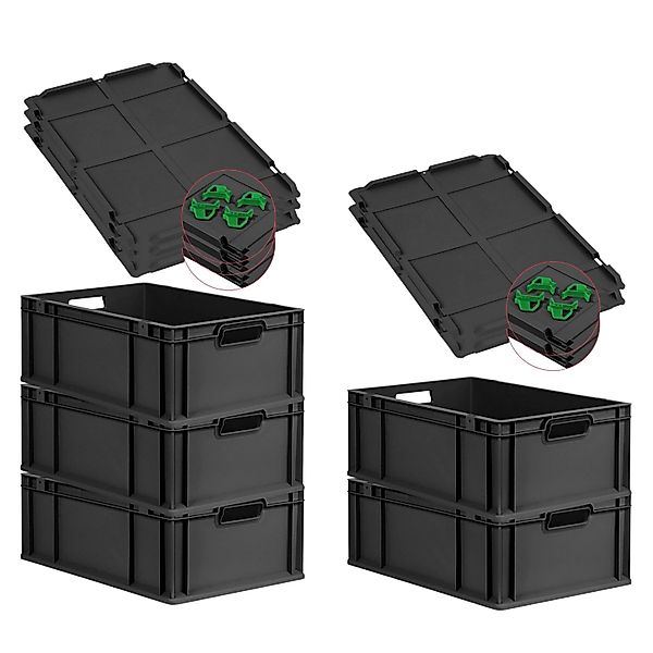 PROREGAL SparSet 5x Eurobox Nextgen Grip Mit Auflagedeckel Und Grünen Versc günstig online kaufen