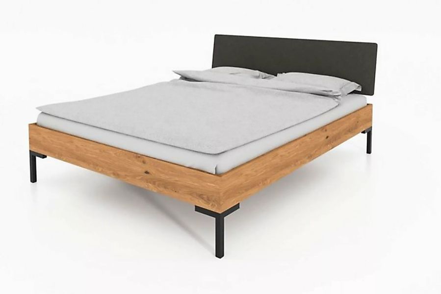 Natur24 Einzelbett Bett Seiba 1 Sonderlänge 80x220 Wildeiche Polsterkopftei günstig online kaufen
