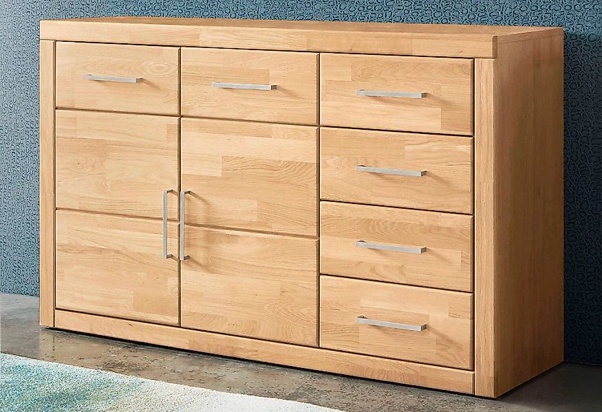 Home affaire Sideboard "Trondheim,130cm breit,42 cm tief, Fronten Holzmassi günstig online kaufen