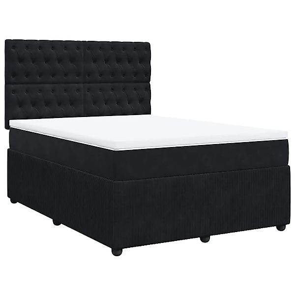 vidaXL Boxspringbett mit Matratze Schwarz 140x200 cm Samt 3294666 günstig online kaufen