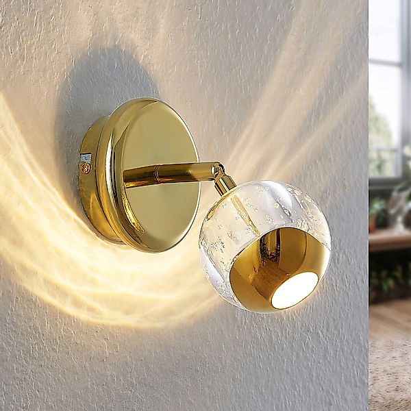 Lucande Kilio LED-Strahler mit Glasschirm, gold günstig online kaufen