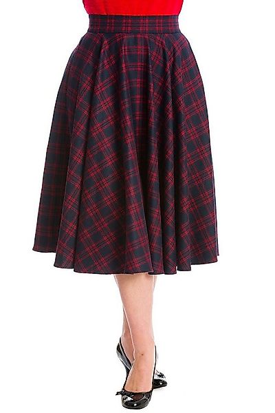 Banned A-Linien-Rock Adore Her Rot Navy Kariert Retro Vintage Swing Skirt günstig online kaufen