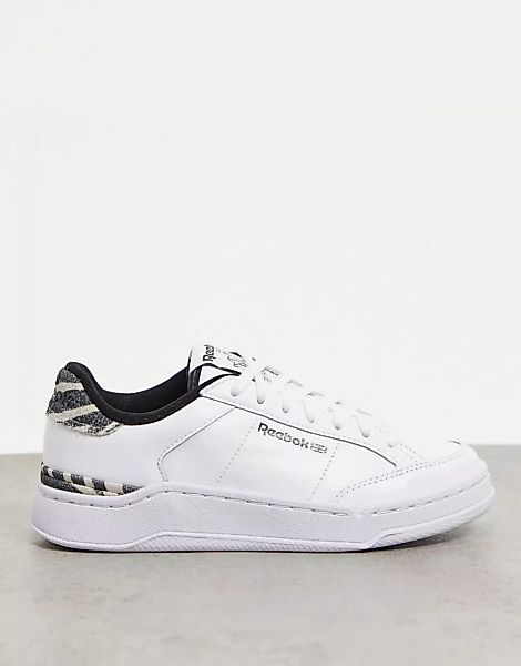 Reebok – AD Court – Sneaker in Weiß mit Fersenlasche mit Zebramuster günstig online kaufen