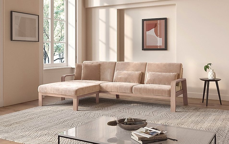 sit&more Ecksofa »Kolding L-Form«, Armlehnen aus Buchenholz in natur, versc günstig online kaufen