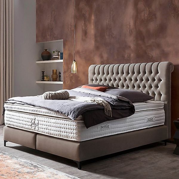 BettCo Boxspringbett Chester (in Taupe Velours, günstig online kaufen
