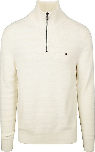 Tommy Hilfiger Pullover Halfzip Structure Ivory  - Größe L günstig online kaufen