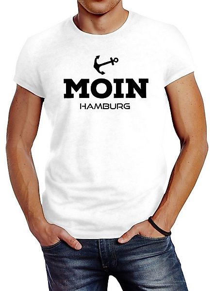 Neverless Print-Shirt Herren T-Shirt Moin Hamburg Anker Slim Fit mit Print günstig online kaufen