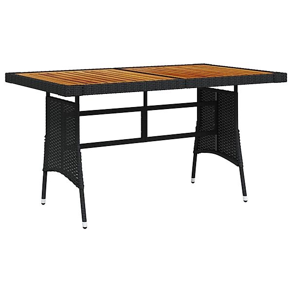 vidaXL Gartentisch Schwarz 130x70x72cm Poly Rattan & Massivholz Akazie 3186 günstig online kaufen