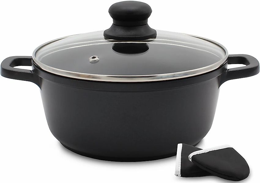 Krüger Fleischtopf "Aluguss Fleischtopf mit Glasdeckel inkl. Thermogrips LE günstig online kaufen