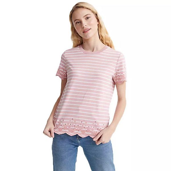 Superdry Summer Schiffli Kurzarm T-shirt XS Pink Stripe günstig online kaufen