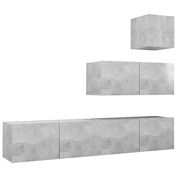 4-tlg. Tv-schrank-set Betongrau Spanplatte günstig online kaufen