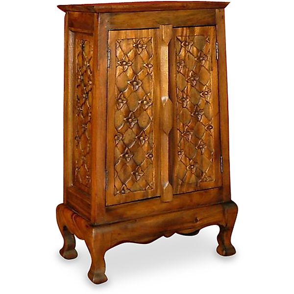 livasia Midischrank mit Blumenschnitzerei, handgefertigt, Akazienholz, günstig online kaufen