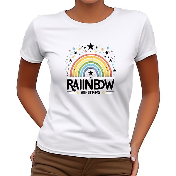 Banco T-Shirt Damen Kurzarm Rainbow Print günstig online kaufen