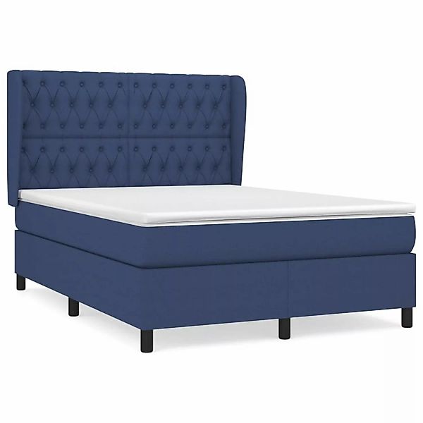 vidaXL Boxspringbett mit Matratze Blau 140x200 cm Stoff1394376 günstig online kaufen