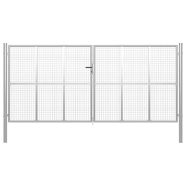 vidaXL Gartentor Verzinkter Stahl 415 x 200 cm Silber 144303 günstig online kaufen