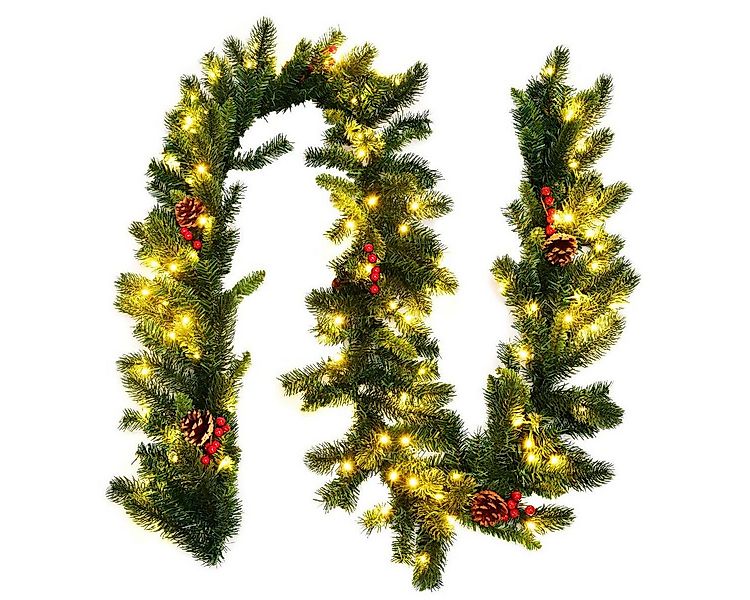 Kunstgirlande Tannengirlande mit 100 LED-Leuchten, KOMFOTTEU, 270 cm günstig online kaufen