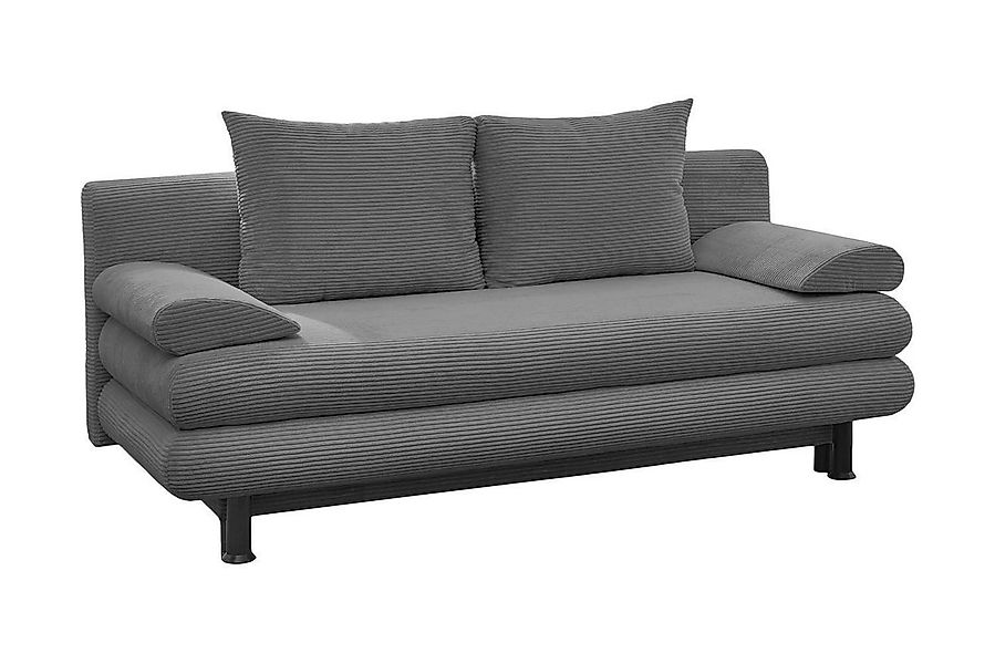 Sun Garden Schlafsofa BERN, Grau, Breitcord, mit Kissen, Bettkasten, Gästeb günstig online kaufen