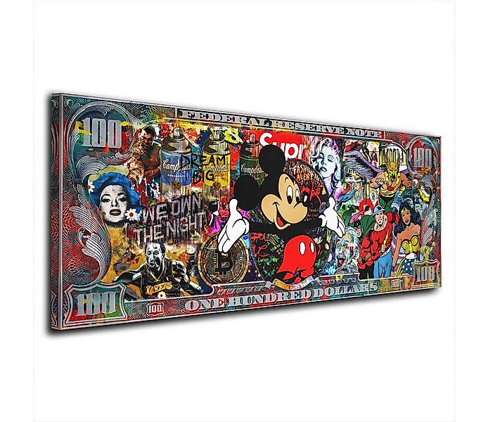 Artedinoi Leinwandbild Dollar Pop Art Maus Leinwandbild Wandbild Deko XL Ku günstig online kaufen
