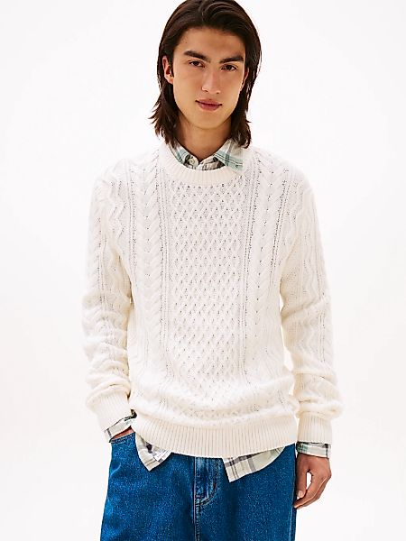 Tommy Jeans Strickpullover "BADGE CABLE", Slim Fit, Rundhals günstig online kaufen